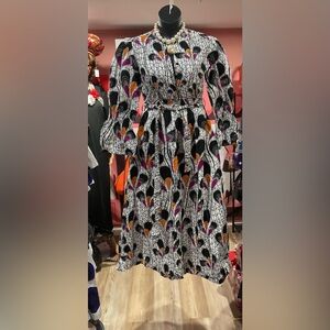 Elegant Multicolor Patterned Dress/Headwrap